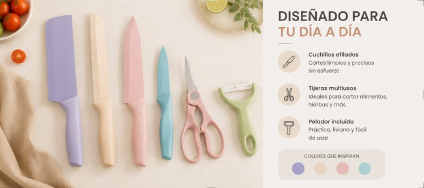 Corta, prepara y cocina como todo un profesional Set Cuchillos Cocina X 6 Piezas