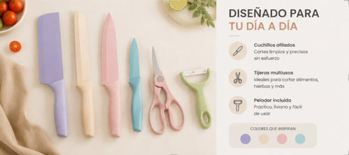 Corta, prepara y cocina como todo un profesional Set Cuchillos Cocina X 6 Piezas